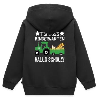 Einschulung Tschüss Kindergarten Hallo Schule - Kinder Premium Organic Zip Hoodie - Schwarz - Hinten - AI Model Kid Male (0cm)