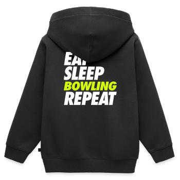 Eat Sleep Bowling Repeat - Kids Premium Organic Zip-up Hoodie - black - Back - AI Model Kid Male (0cm)