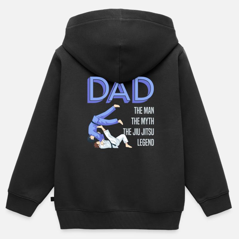Jiujitsu Papà L'uomo Il mito La gamba Jiu Jitsu - Felpa Premium con cappuccio con zip bambino bio - nero