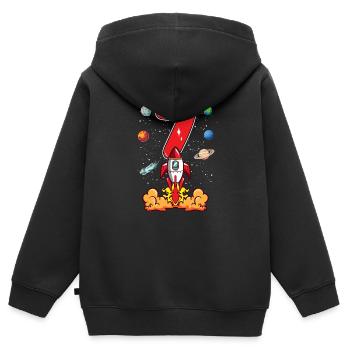 Astronaute de fusée 7 ans 7 ans 7 ans de l’espace - Sweat Premium à capuche zippé enfant bio - noir - Dos - AI Model Kid Male (0cm)