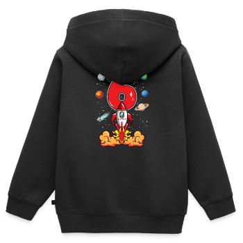 Astronaute de fusée 6 ans 6 ans 6 ans de l’espace - Sweat Premium à capuche zippé enfant bio - noir - Dos - AI Model Kid Male (0cm)