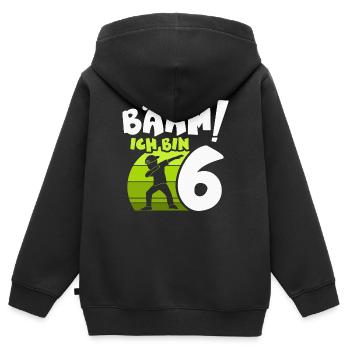 6ème anniversaire Dabbing cadeau 6 ans - Sweat Premium à capuche zippé enfant bio - noir - Dos - AI Model Kid Male (0cm)