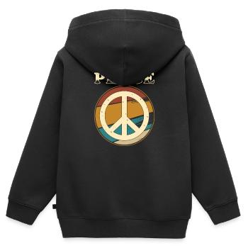 Peacezeichen - Kinder Premium Organic Zip Hoodie - Schwarz - Hinten - AI Model Kid Male (0cm)