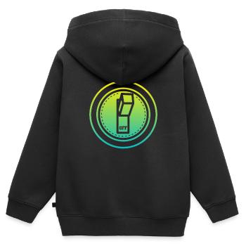 off button - Kinder Premium Organic Zip Hoodie - Schwarz - Hinten - AI Model Kid Male (0cm)