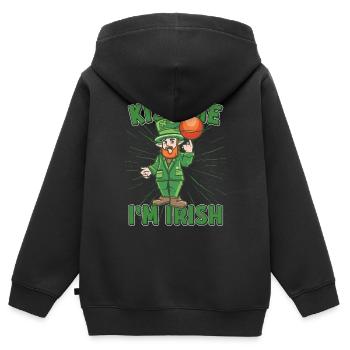 Kiss Me Im Irish Basketball Player Kiss me Im - Kinder Premium Organic Zip Hoodie - Schwarz - Hinten - AI Model Kid Male (0cm)