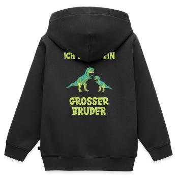 Ich werde großer Bruder - Kinder Premium Organic Zip Hoodie - Schwarz - Hinten - AI Model Kid Male (0cm)