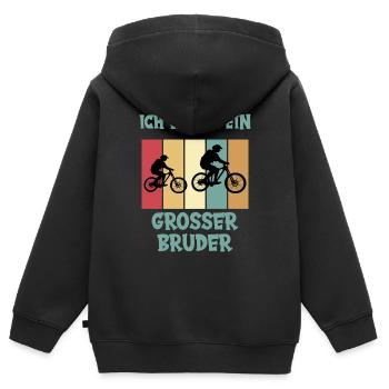 Ich werde großer Bruder - Kinder Premium Organic Zip Hoodie - Schwarz - Hinten - AI Model Kid Male (0cm)