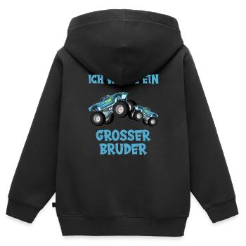 Ich werde großer Bruder - Kinder Premium Organic Zip Hoodie - Schwarz - Hinten - AI Model Kid Male (0cm)