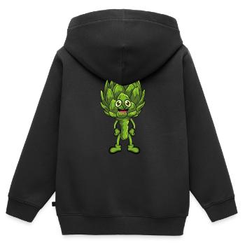 Artischocke - Kinder Premium Organic Zip Hoodie - Schwarz - Hinten - AI Model Kid Male (0cm)
