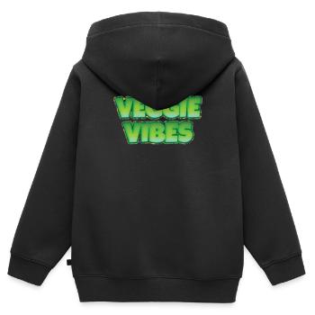 Légumes végétarien végétarien - Sweat Premium à capuche zippé enfant bio - noir - Dos - AI Model Kid Male (0cm)