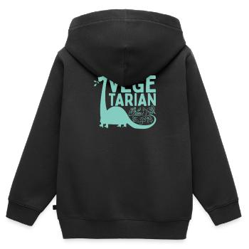Légumes végétarien végétarien - Sweat Premium à capuche zippé enfant bio - noir - Dos - AI Model Kid Male (0cm)
