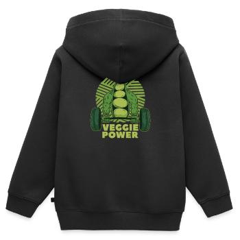 Légumes végétarien végétarien - Sweat Premium à capuche zippé enfant bio - noir - Dos - AI Model Kid Male (0cm)