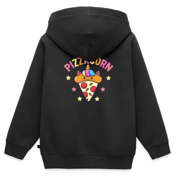 Pizzakorn - Kinder Premium Organic Zip Hoodie - Schwarz - Hinten - AI Model Kid Male (0cm)