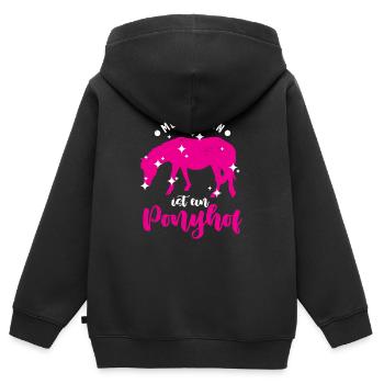 Pferde Mein Leben ist ein Ponyhof Reiter - Kinder Premium Organic Zip Hoodie - Schwarz - Hinten - AI Model Kid Male (0cm)
