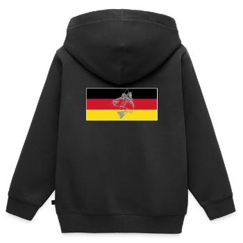 deutsche Flagge Sportfischer aus Deutschland - Kinder Premium Organic Zip Hoodie - Schwarz - Hinten - AI Model Kid Male (0cm)
