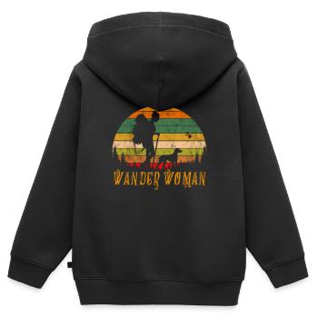 Wander Woman Wandern - Kinder Premium Organic Zip Hoodie - Schwarz - Hinten - AI Model Kid Male (0cm)