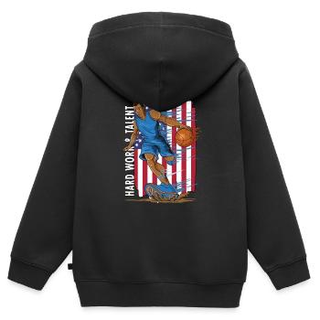 Hard Work and Talent Basketball dribbling - Kinder Premium Organic Zip Hoodie - Schwarz - Hinten - AI Model Kid Male (0cm)