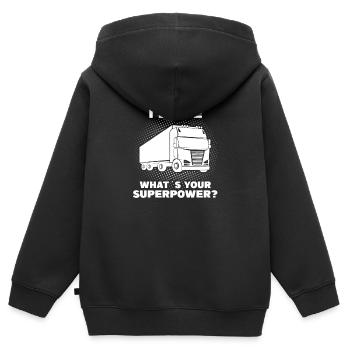 Trucker Transport Spedition LKW Fahrer Spruch - Kinder Premium Organic Zip Hoodie - Schwarz - Hinten - AI Model Kid Male (0cm)