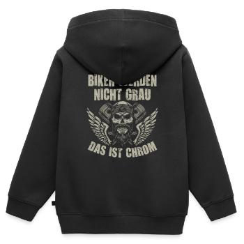 Biker Werden Nicht Grau Das Ist Chrom - Kinder Premium Organic Zip Hoodie - Schwarz - Hinten - AI Model Kid Male (0cm)