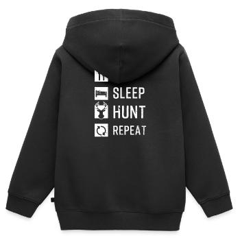 Hunter Eat Sleep Hunt Répéter - Sweat Premium à capuche zippé enfant bio - noir - Dos - AI Model Kid Male (0cm)