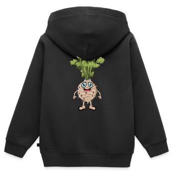 Sellerie - Sweat Premium à capuche zippé enfant bio - noir - Dos - AI Model Kid Male (0cm)