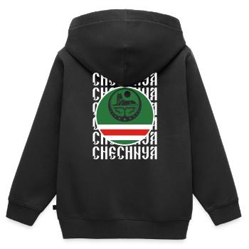 Chechnya Geschenk Grosny Ramsan Kadyrow Noxchi - Kinder Premium Organic Zip Hoodie - Schwarz - Hinten - AI Model Kid Male (0cm)