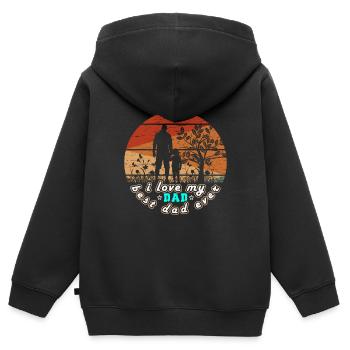 Ich liebe meinen Vater besten Vater überhaupt - Kinder Premium Organic Zip Hoodie - Schwarz - Hinten - AI Model Kid Male (0cm)
