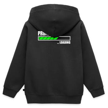 Professor Loading Bar - Kinder Premium Organic Zip Hoodie - Schwarz - Hinten - AI Model Kid Male (0cm)
