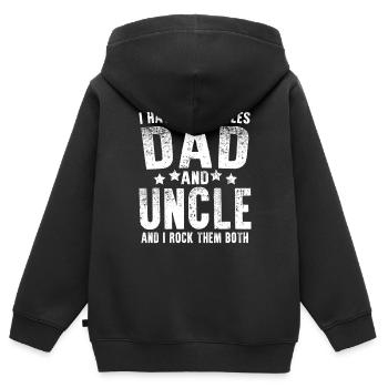ich habe zwei Titel Vater und Onkel - Kinder Premium Organic Zip Hoodie - Schwarz - Hinten - AI Model Kid Male (0cm)