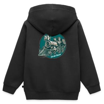 Zug - Kinder Premium Organic Zip Hoodie - Schwarz - Hinten - AI Model Kid Male (0cm)