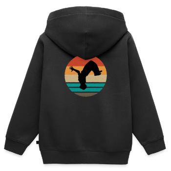 GYMNASTICS TUMBLER : Backflip - Sweat Premium à capuche zippé enfant bio - noir - Dos - AI Model Kid Male (0cm)