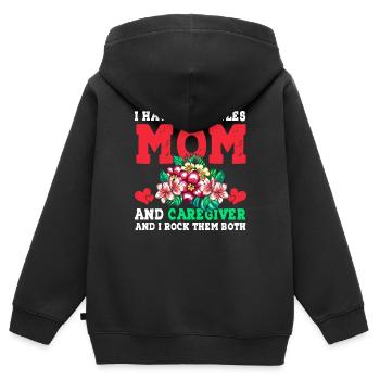 Mother and Caregiver - Kinder Premium Organic Zip Hoodie - Schwarz - Hinten - AI Model Kid Male (0cm)