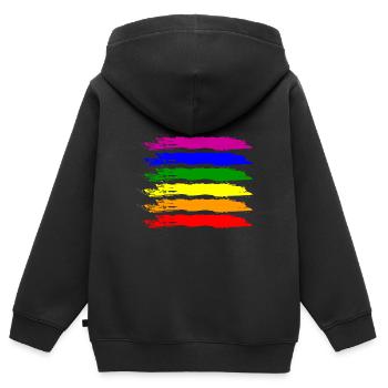 PRIDE FLAG LGBT Pride Gay Pride Month LGBTQ Drapeau - Sweat Premium à capuche zippé enfant bio - noir - Dos - AI Model Kid Male (0cm)