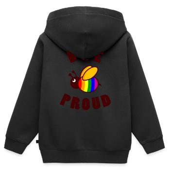 BEE PROUD LGBT Pride Gay Pride Month Drapeau LGBTQ - Sweat Premium à capuche zippé enfant bio - noir - Dos - AI Model Kid Male (0cm)
