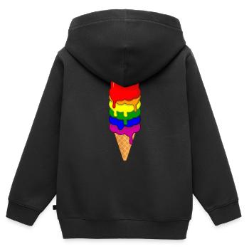 Crème glacée LGBT Pride Gay Pride Month LGBTQ drapeau - Sweat Premium à capuche zippé enfant bio - noir - Dos - AI Model Kid Male (0cm)
