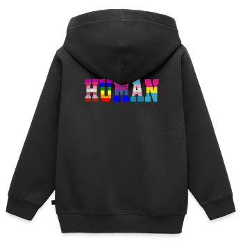 LGBT Homme Flag LGBT Pride Gay Pride Month LGBTQ - Sweat Premium à capuche zippé enfant bio - noir - Dos - AI Model Kid Male (0cm)