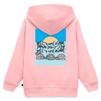 Iglu Schnee und Eislandschaft - Kinder Premium Organic Zip Hoodie - Rosa - Hinten - AI Model Kid Female (0cm)