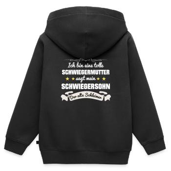 Schwiegermutter Schwiegersohn Schwiegermama - Kinder Premium Organic Zip Hoodie - Schwarz - Hinten - AI Model Kid Male (0cm)