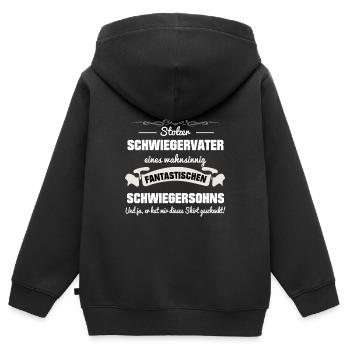 Schwiegervater Schwiegersohn Schwiegerpapa - Kinder Premium Organic Zip Hoodie - Schwarz - Hinten - AI Model Kid Male (0cm)