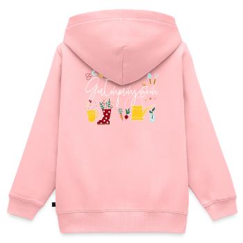 Petit jardin débutants Princesse de jardin Légumes - Sweat Premium à capuche zippé enfant bio - rose - Dos - AI Model Kid Female (0cm)