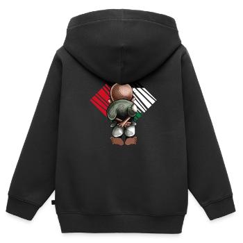 Palestine فلسطين Handala حنظلة - Kinder Premium Organic Zip Hoodie - Schwarz - Hinten - AI Model Kid Male (0cm)