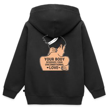 Dépression Dépressif Psychés thérapie bipolaire - Sweat Premium à capuche zippé enfant bio - noir - Dos - AI Model Kid Male (0cm)