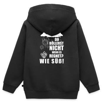 Tu ne vas pas pétrateurs quand il pleut - comme pyro - Sweat Premium à capuche zippé enfant bio - noir - Dos - AI Model Kid Male (0cm)