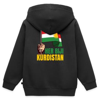 Kurdistan - Kinder Premium Organic Zip Hoodie - Schwarz - Hinten - AI Model Kid Male (0cm)