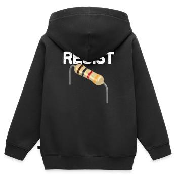 Drôle d’électricien jeu de mots - Sweat Premium à capuche zippé enfant bio - noir - Dos - AI Model Kid Male (0cm)