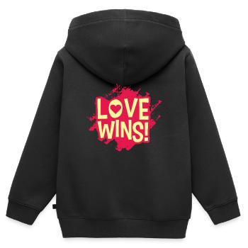 LOVE WINS LGBT Pride Gay Pride Month LGBTQ - Sweat Premium à capuche zippé enfant bio - noir - Dos - AI Model Kid Male (0cm)