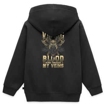 Vikings - Sweat Premium à capuche zippé enfant bio - noir - Dos - AI Model Kid Male (0cm)
