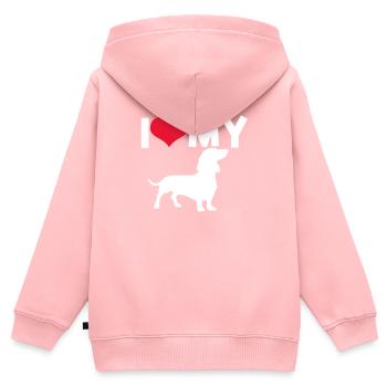Dackel Liebe - Kinder Premium Organic Zip Hoodie - Rosa - Hinten - AI Model Kid Female (0cm)