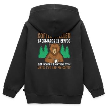 Funny Coffee Spelled Backwards Is Eeffoc - Kids Premium Organic Zip-up Hoodie - black - Back - AI Model Kid Male (0cm)