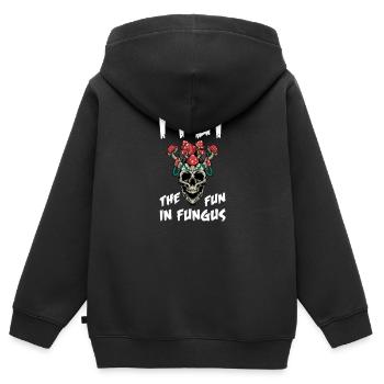 Champignons Cueilleurs de champignons Éponges Champignons Cueilleurs - Sweat Premium à capuche zippé enfant bio - noir - Dos - AI Model Kid Male (0cm)